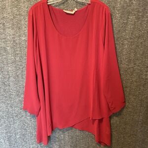 Soft Surroundings Tunic‎ Top Women L Stretch Asymmetrical Hem Flowy Lagenlook